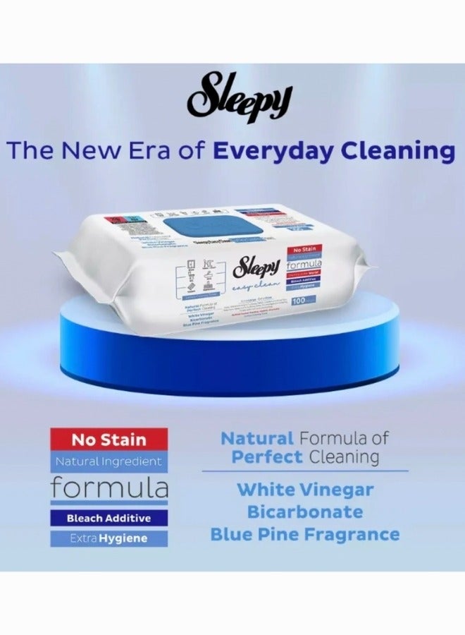 Sleepy Easy Clean Multi-Purpose Cleaning Wet Wipes, Bleach & Blue Pine Fragrance Additive 100 Wipes (For Cleaning Glass, Tables, WC, Sinks, Carpets, and Electronics) - Image 3