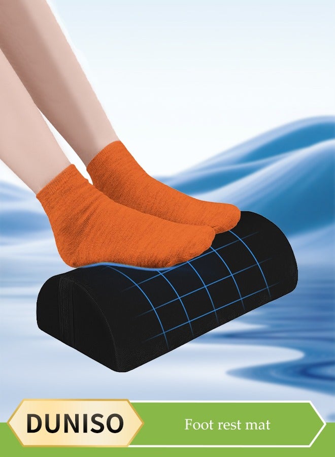 DUNISO مسند قدم تحت المكتب، دواسة قدم من إسفنج عالي الارتداد، دواسة قدم شبه دائرية متعددة الوظائف، مناسبة للمكتب، الترفيه، السيارة، الطائرة، 42*20*12 سم، أسود - Image 1