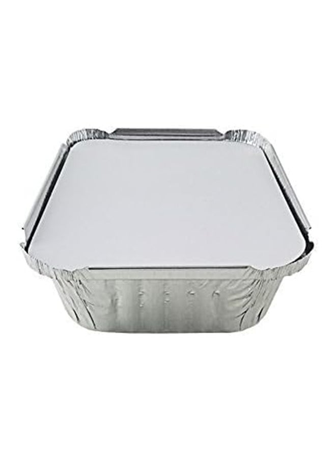 Generic 50 قطعة أطباق ألمنيوم قابلة للتصرف ثقيلة الوزن مع أغلفة للأغطية  - Image 2