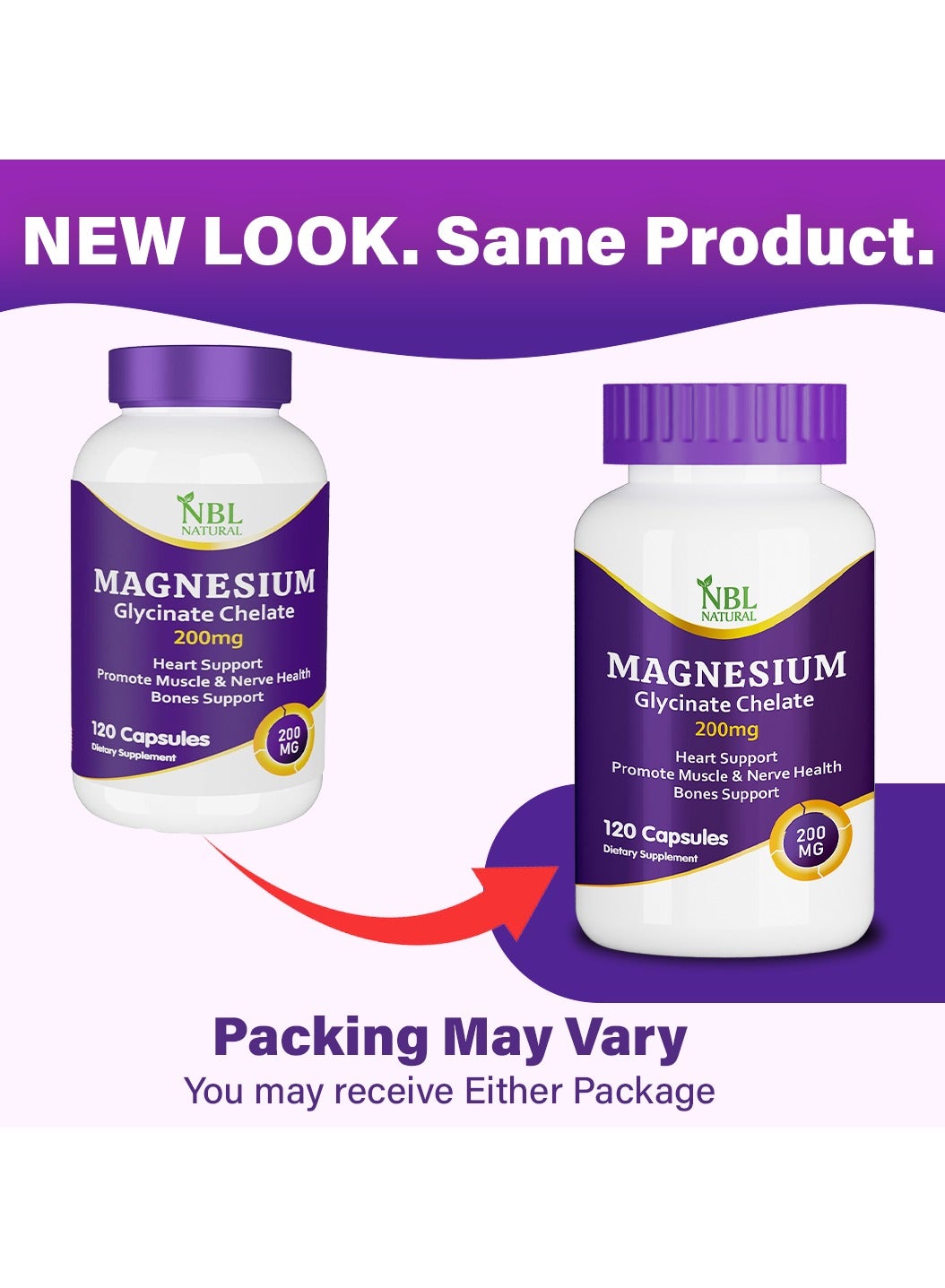 Nbl Natural Magnesium Glycinate Chelate 200Mg Capsules120 'S