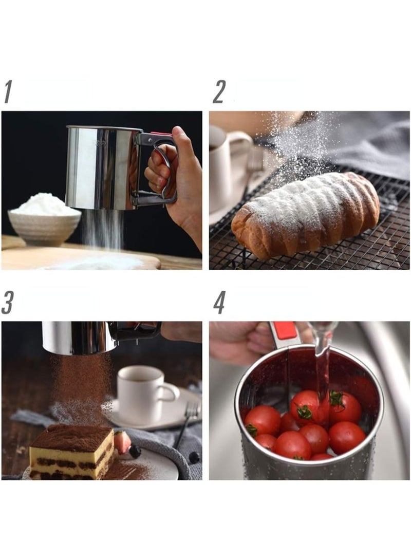 منخل دقيق يدوي من الستانلس ستيل بيد سيليكون - Image 5