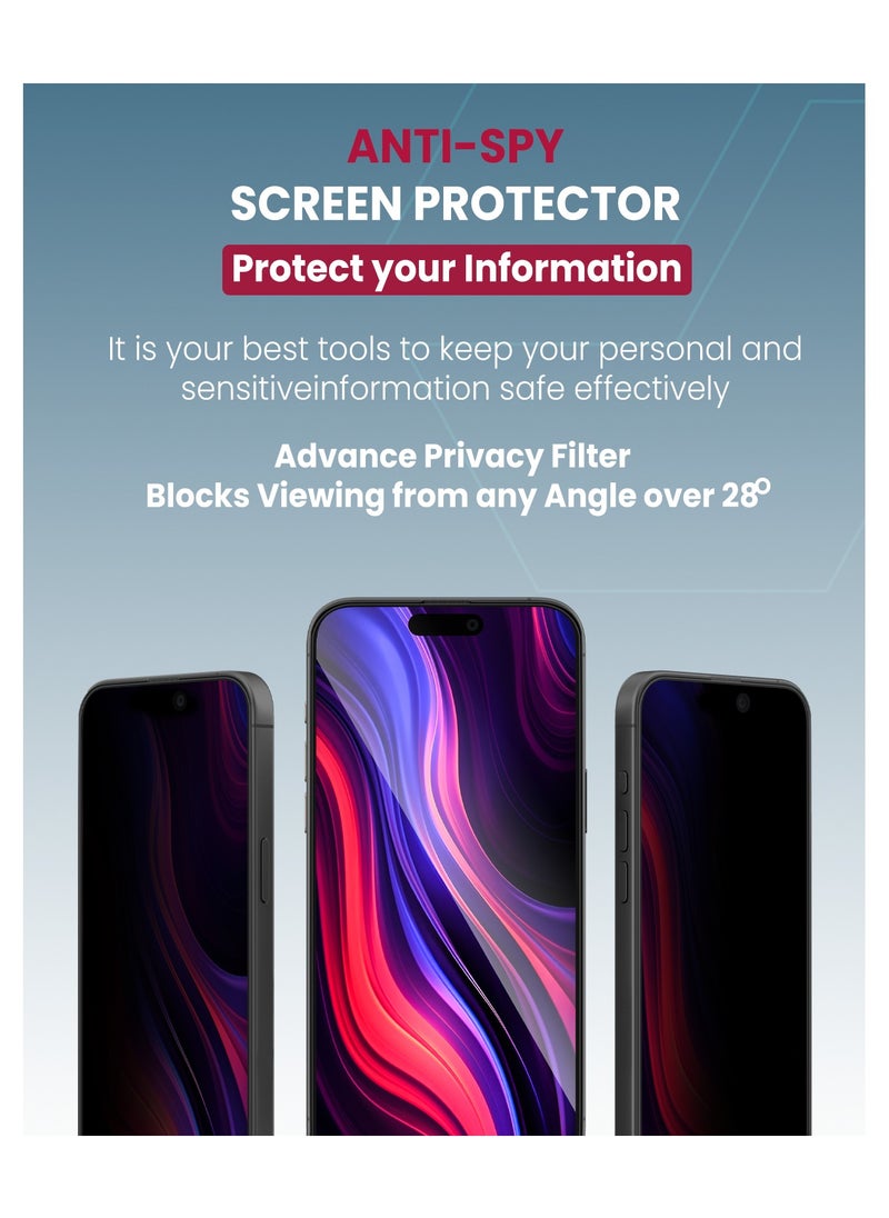 Moxedo Moxedo Ultra Shield Tempered Glass Screen Protector Privacy 9H Hardness Full Coverage Anti-Spy Protection with Auto-Align Easy Applicator for iPhone 16 6.1" inch  - Image 3
