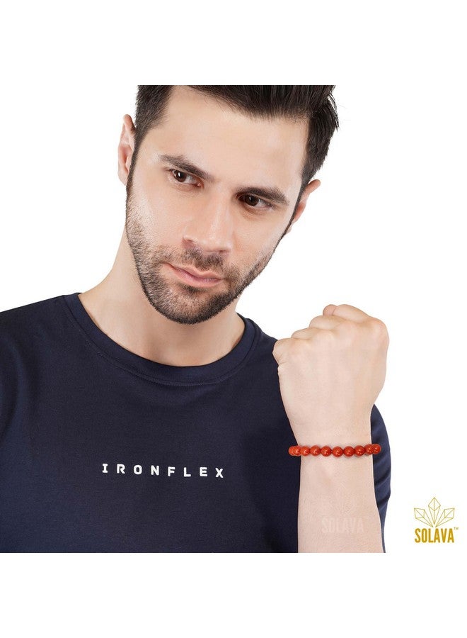 SOLAVA Original Red Jasper Bracelet with Lab Certificate for Men and Women - Natural Energised Red Bracelet for Money, Balance Root Chakra, Reiki Healing and Good Luck - 8MM Beads - Image 4