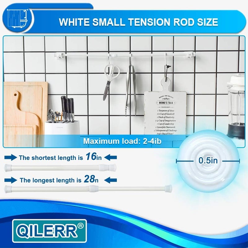 QILERR عبوة من 2 قضبان توتر صغيرة 40-70 سم، أعمدة ستارة قابلة للتمديد والتعديل بدون حفر، قضيب ستارة تلسكوبي زنبركي قصير للستائر الشبكية والخزائن والنافذة الصغيرة والمطبخ وخزانة الملابس، لون أبيض - Image 5