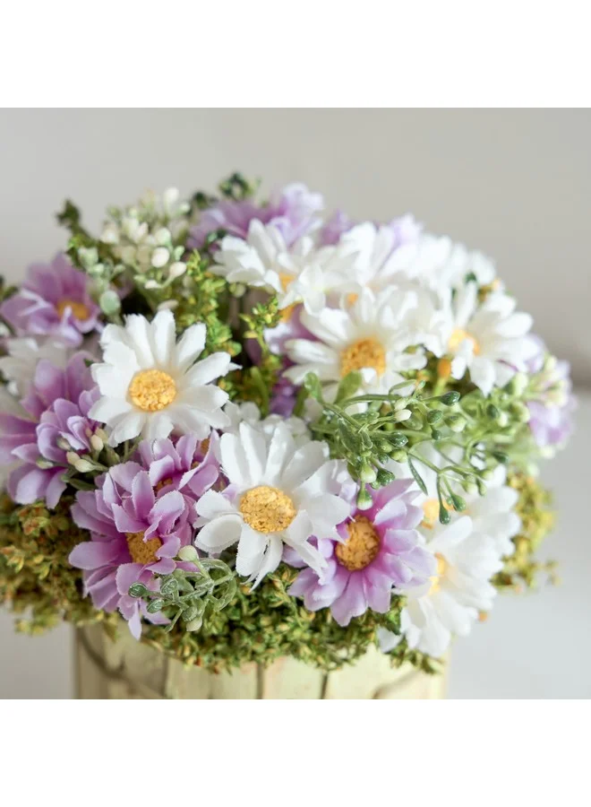 Home Box Caven Daisy Arrangement in Todi Leaf Planter 16 x 16 x 20 cm