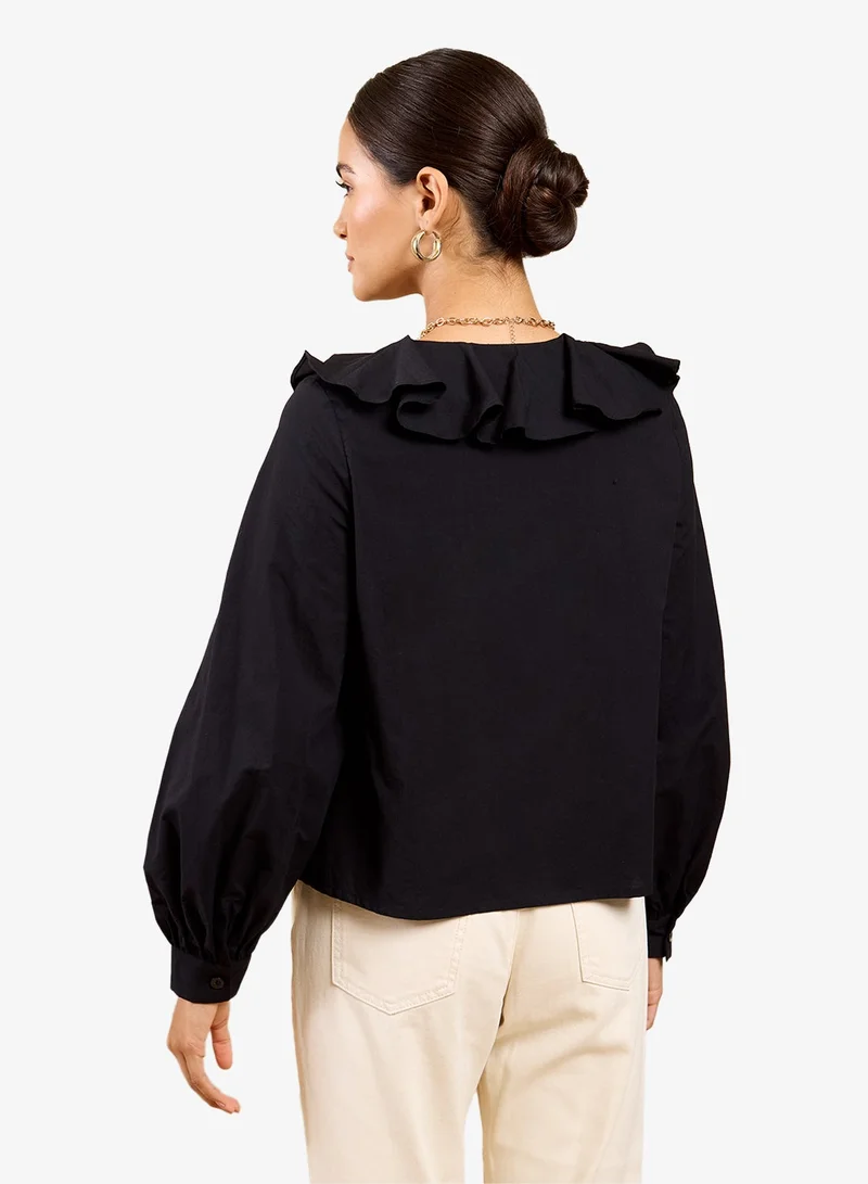 ليتل مسترس بلوزة مطرزة سوداء