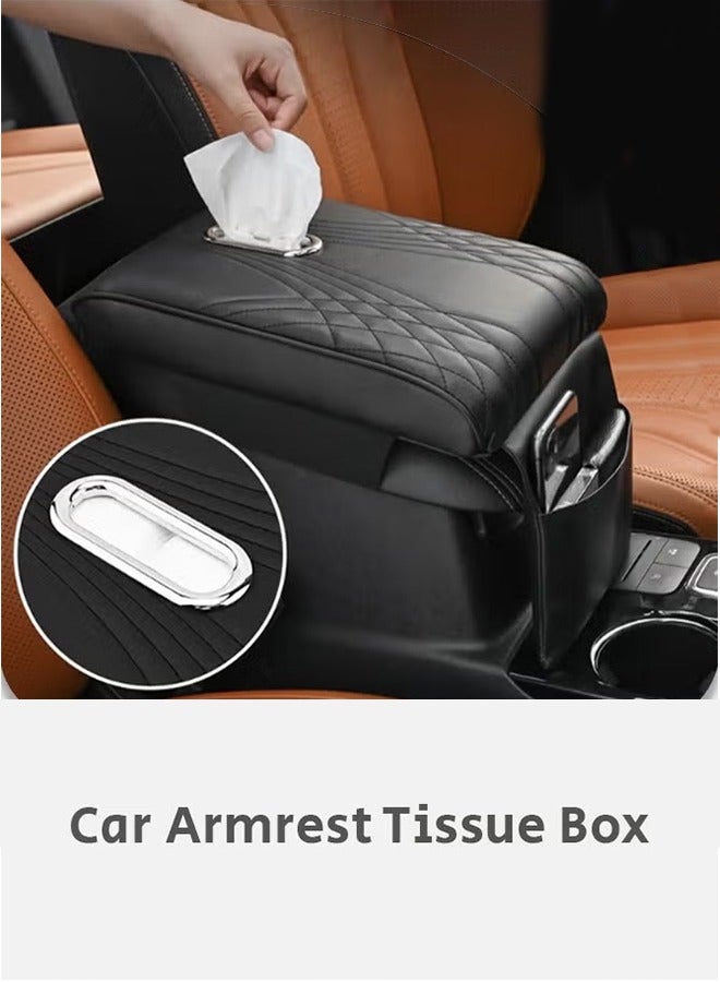 Generic Universal Car Armrest Tissue Box Holder, Non-Slip Adjustable Tissue Holder for Vehicle Center Console, Fits All Cars (Black) - Image 1