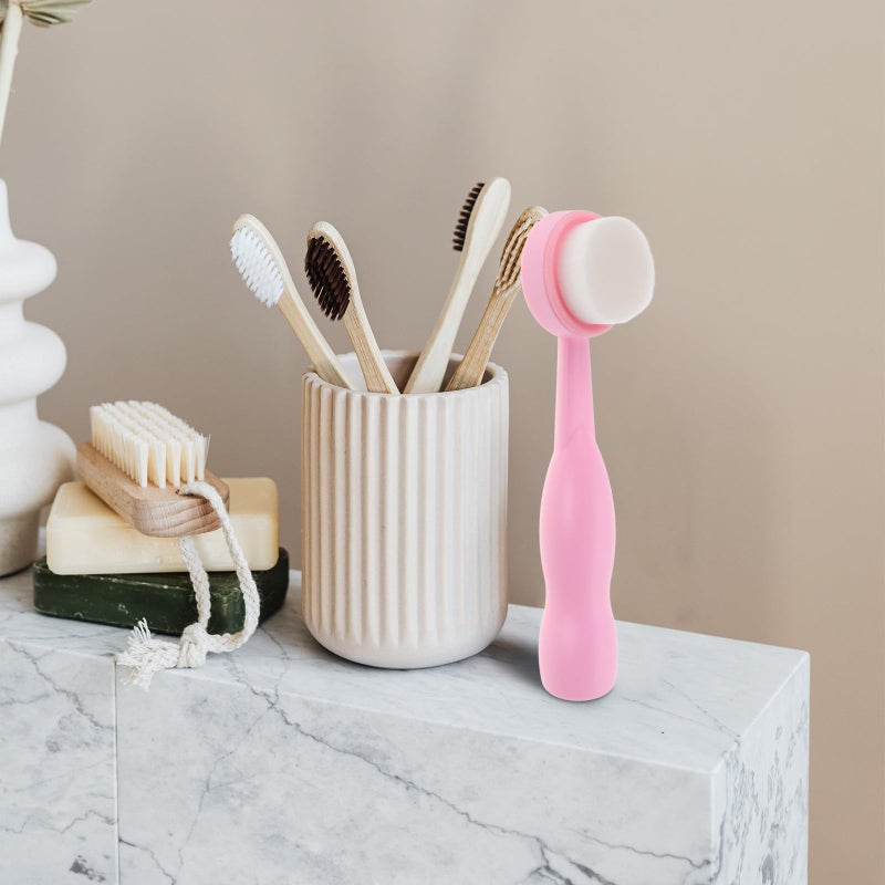 Pink Handle Manual Facial Cleansing Brush Deep Cleaning Face Wash Pad for Daily Skin Care - Image 5