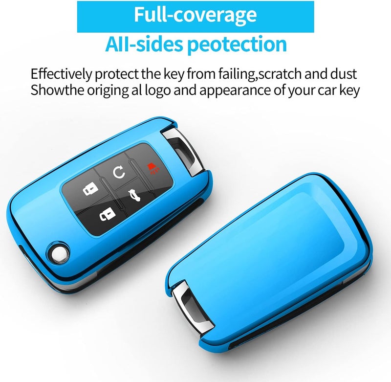 Sindeda Chevrolet Key Fob Cover with Keychain - Blue - Image 3