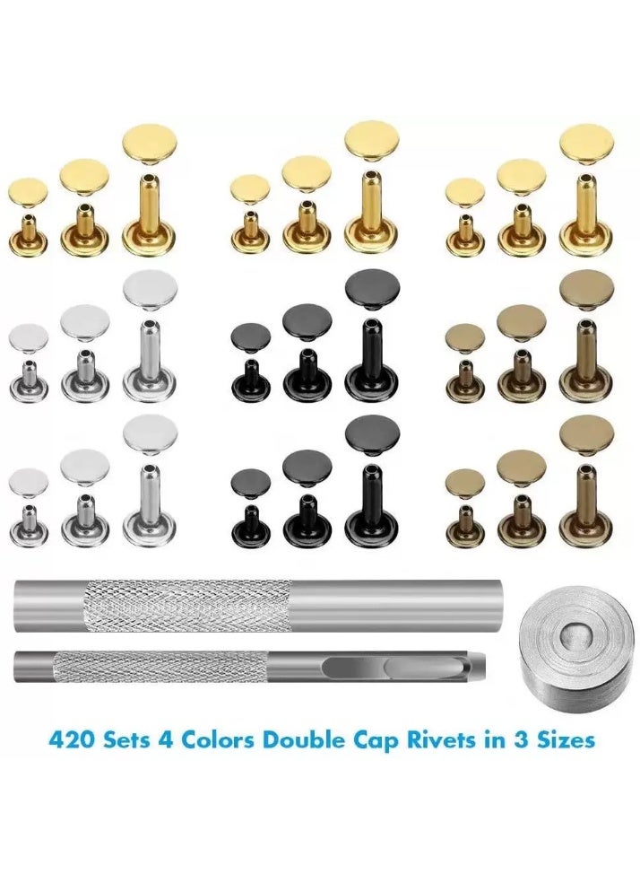 240 Sets Of Double-Sided Metal Rivets In 3 Colors And 2 Sizes With Punch And Installation Tool Box - Image 3