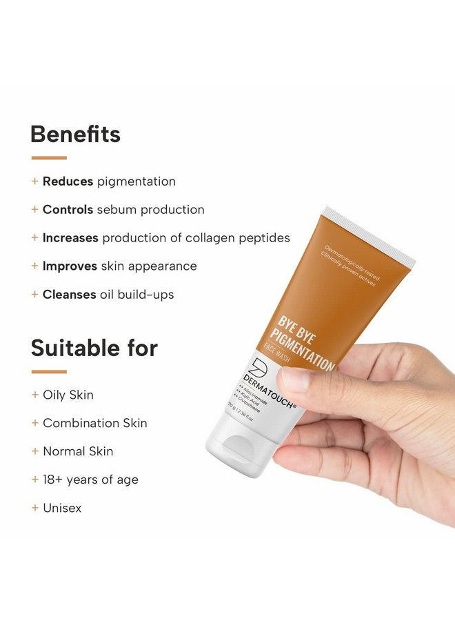 DERMATOUCH Bye Bye Pigmentation Face Wash;| Anti Pigmentation Face Wash For Women/Men With Niacinamide Kojic Acid & Glutathione 70G - Image 3
