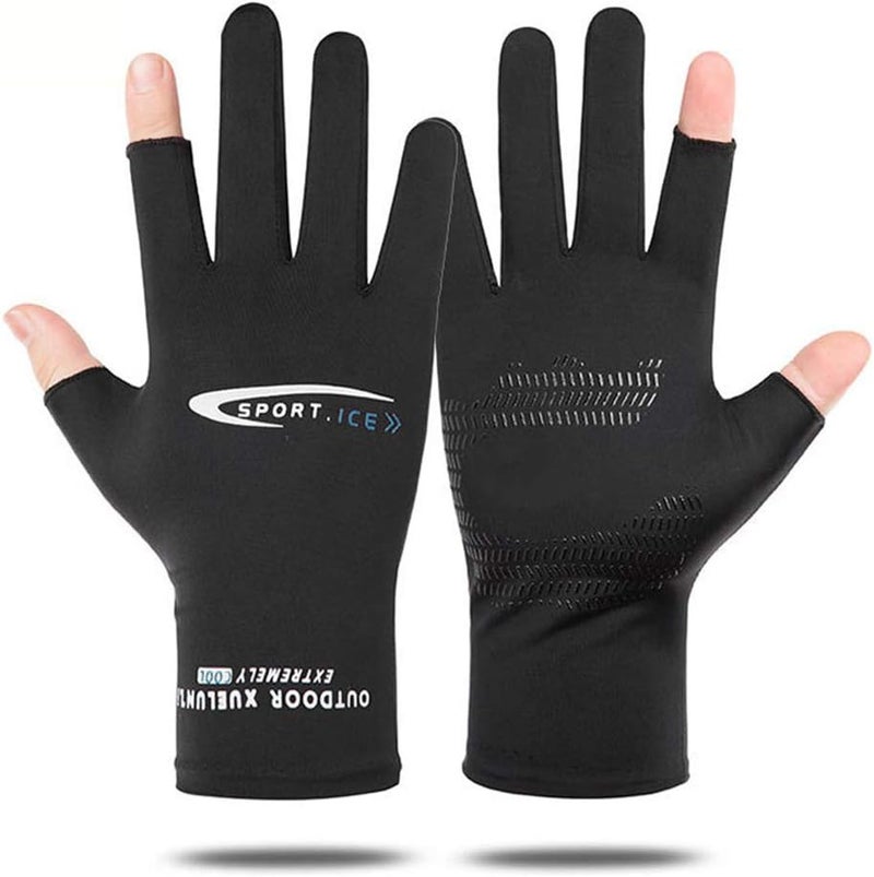 Holiberty Lightweight Silk Summer Gloves Non-Slip Outdoor Sports Driving Cycling Gloves Winter Warm Running Glove Liner Sun UV Protection Fishing Gloves for Women Men - Image 1