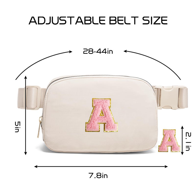 Gitus Belt Bag Fanny Pack Crossbody Bags with Initial Letter Patch Cute Stuff Birthday Gifts for Teenager Girls Cool Stuff for Teens Trendy Preppy Stuff for Teen Girls (Beige-A) - Image 3