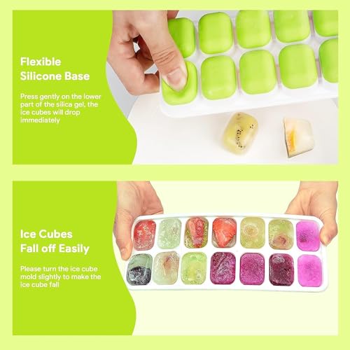 Solitude Silicone Pop Up Square Ice Cube Tray with 14 Cavities for Freezer with Lid Easy Release Flexible Bottom, Stackable Tray, 100% BPA Free, Food Grade for Freezer, Cocktail (1 Piece) - Image 5