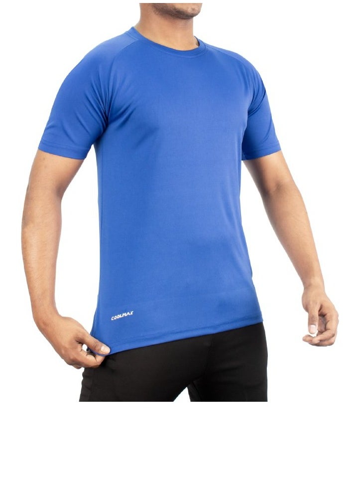 Sports Plain Blue Crew Neck T-Shirt for Men