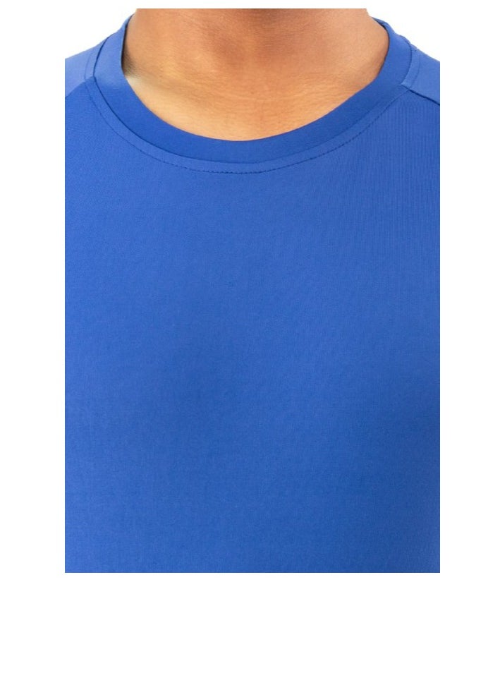 Sports Plain Blue Crew Neck T-Shirt for Men