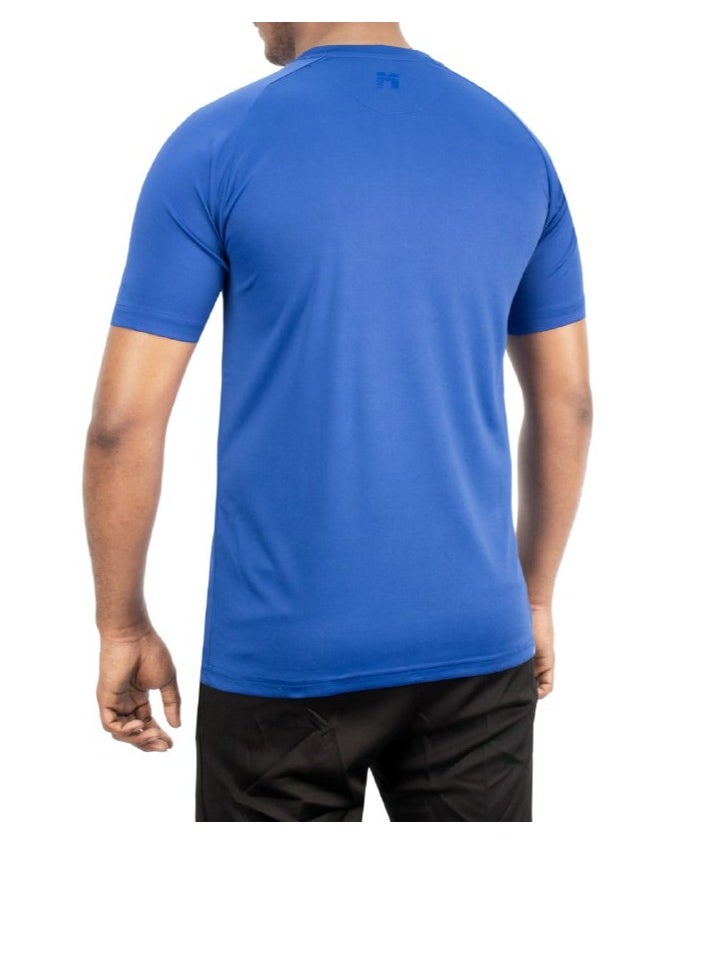 Sports Plain Blue Crew Neck T-Shirt for Men