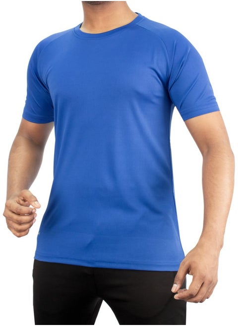 Sports Plain Blue Crew Neck T-Shirt for Men