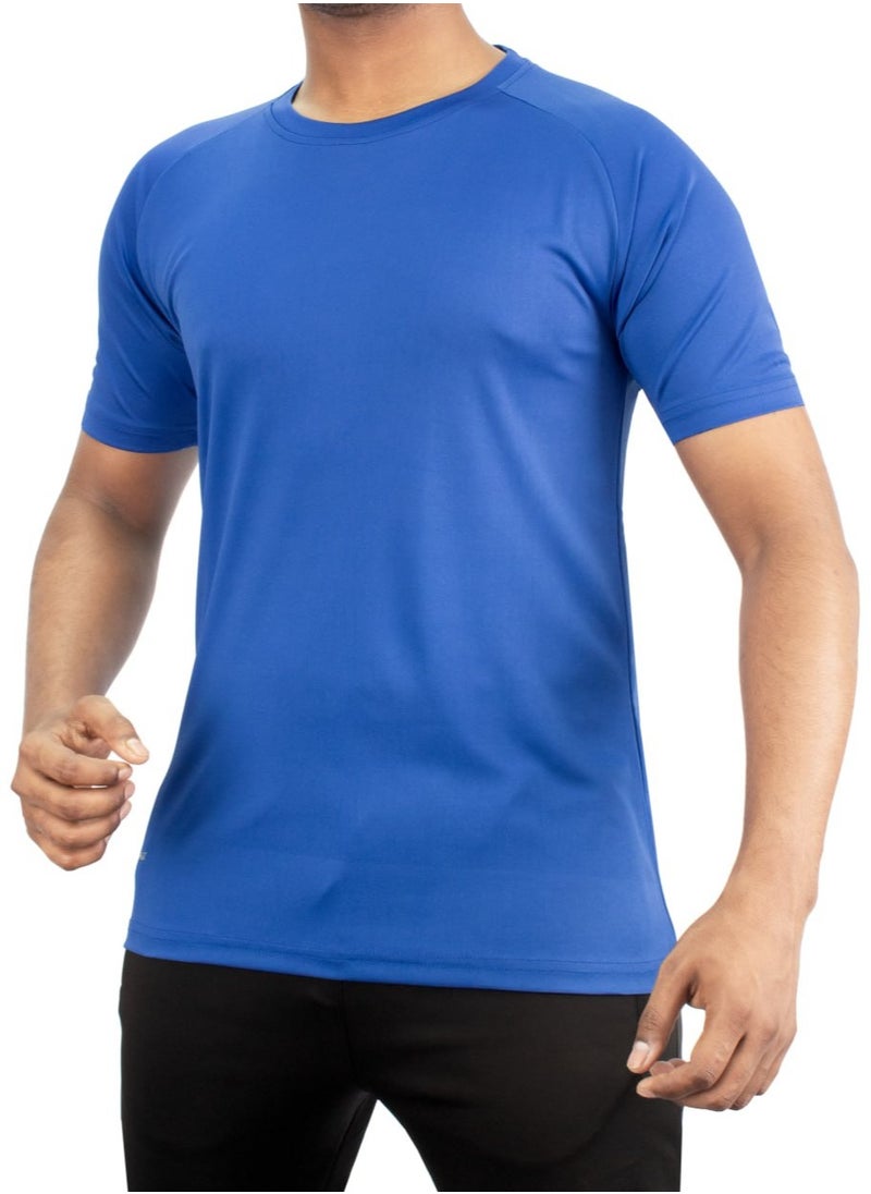 Sports Plain Blue Crew Neck T-Shirt for Men