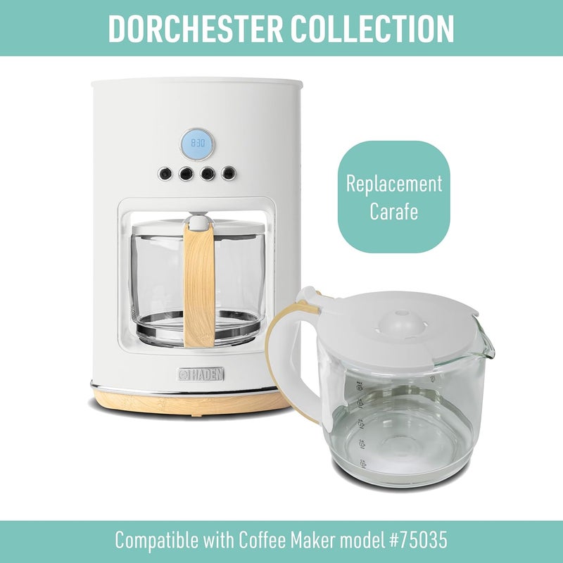 HADEN 10-Cup Replacement Glass Carafe Pot with Lid for Dorchester Coffee Maker, Matte White - Image 3