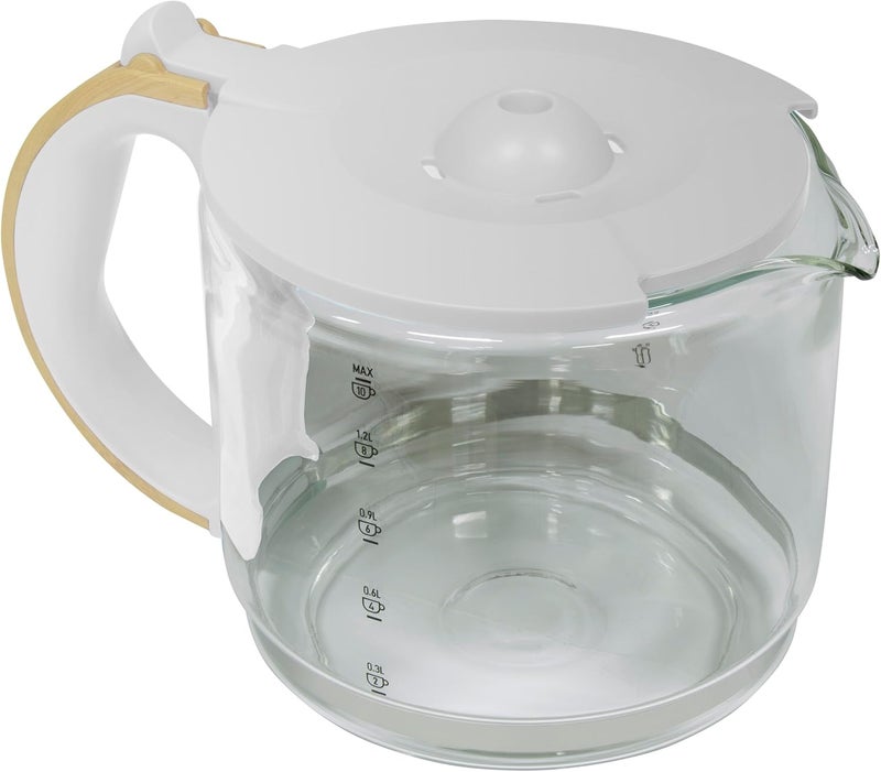 HADEN 10-Cup Replacement Glass Carafe Pot with Lid for Dorchester Coffee Maker, Matte White - Image 1