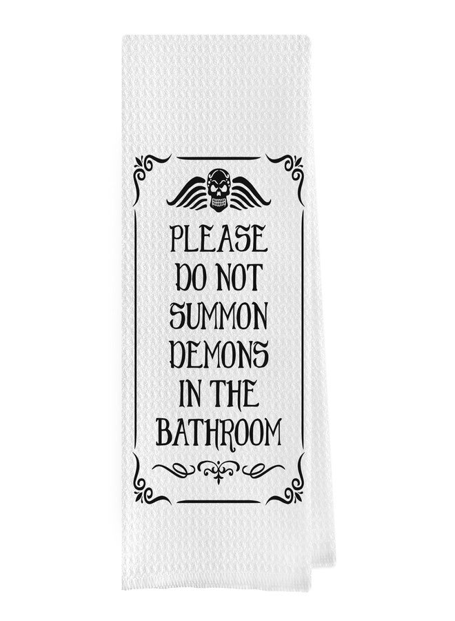 Geqtt Halloween Bathroom Towels Decor - Gothic Home Decorative Waffle Weave Hand Towels for Bathroom, Retro Funny Gothic Home Decor (16×24 Inches) - Image 1