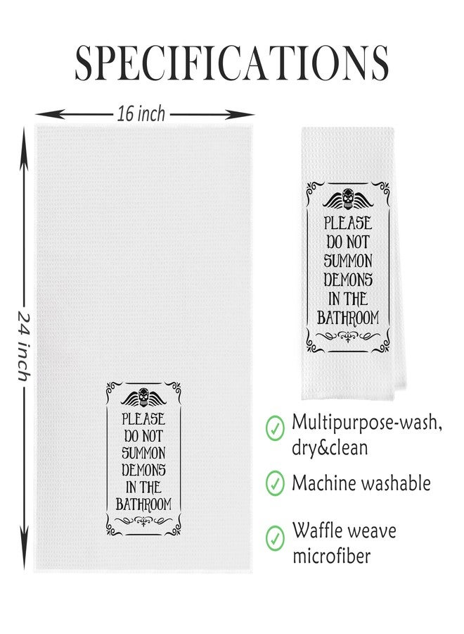 Geqtt Halloween Bathroom Towels Decor - Gothic Home Decorative Waffle Weave Hand Towels for Bathroom, Retro Funny Gothic Home Decor (16×24 Inches) - Image 5