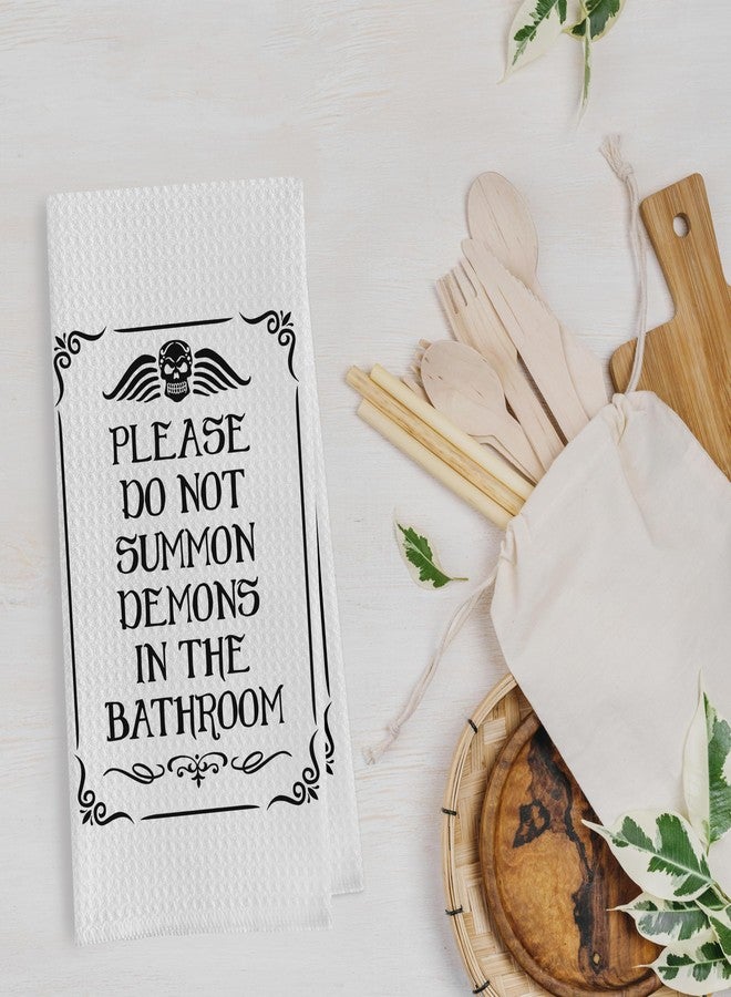 Geqtt Halloween Bathroom Towels Decor - Gothic Home Decorative Waffle Weave Hand Towels for Bathroom, Retro Funny Gothic Home Decor (16×24 Inches) - Image 3
