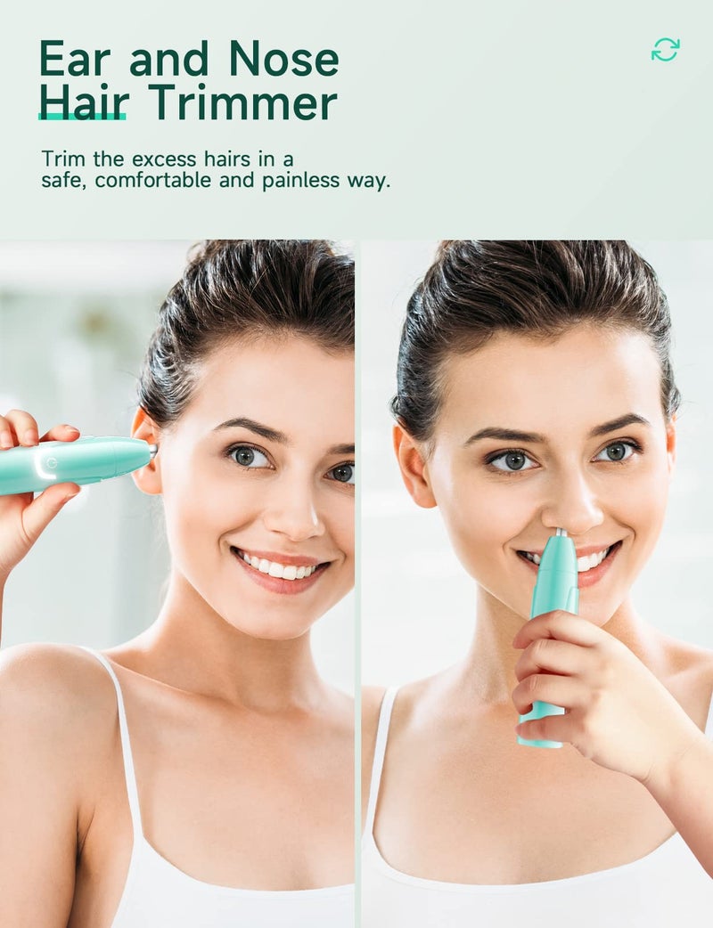 ZORAMI Rechargeable Ear and Nose Hair Trimmer - 2025 Professional Painless Eyebrow & Facial Hair Trimmer for Men Women, Powerful Motor and Dual-Edge Blades for Smoother Cutting Mint Green - Image 3
