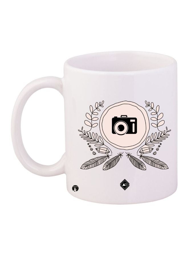 RYN Camera Printed Coffee Mug White/Black/Beige 11ounce