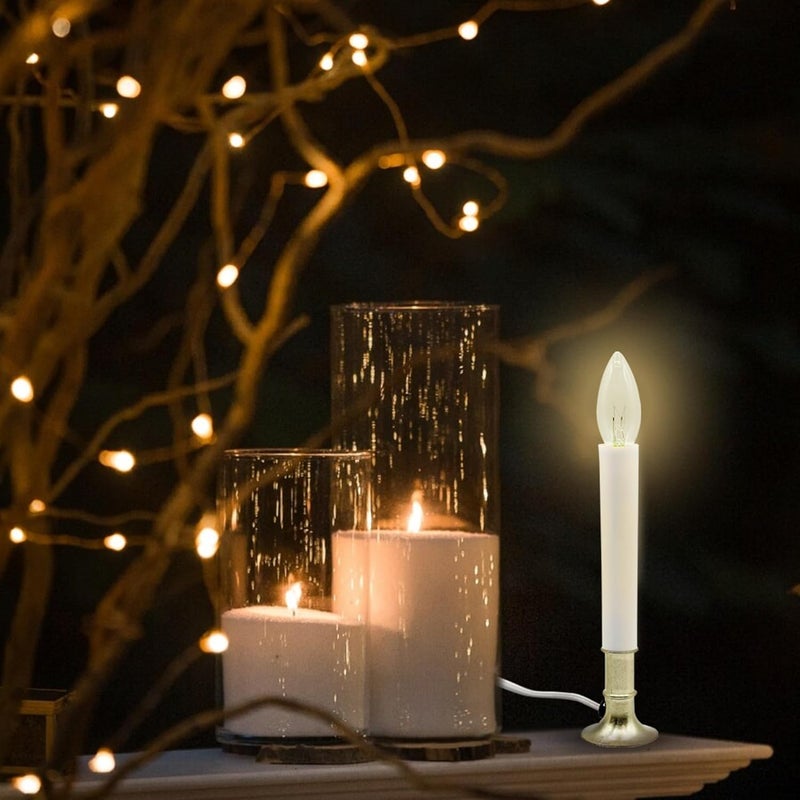 Creative Hobbies Electric Window Candle Lamp with Brass Plated Base, Dusk to Dawn Sensor Turns Candle on in Dark and Off in Light, Ready to Use! - Image 4