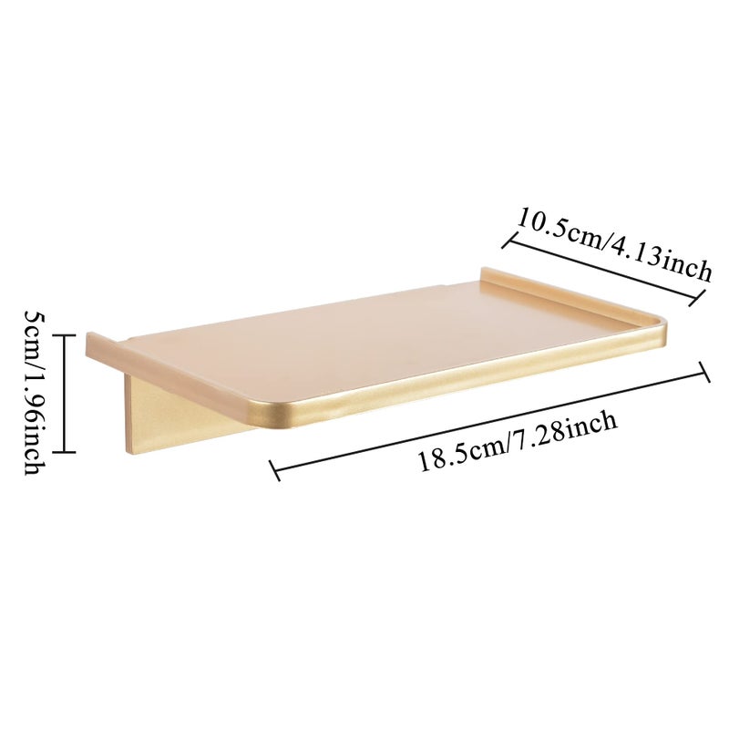 MATIMASU Stick-on Wall Shelf - Small Wall Mounted Adhesive Clear Acrylic Shelf Phone Holder Shelves Wipes Rack for Bathroom,Kitchen,Toilet,Office - Gold - Image 2