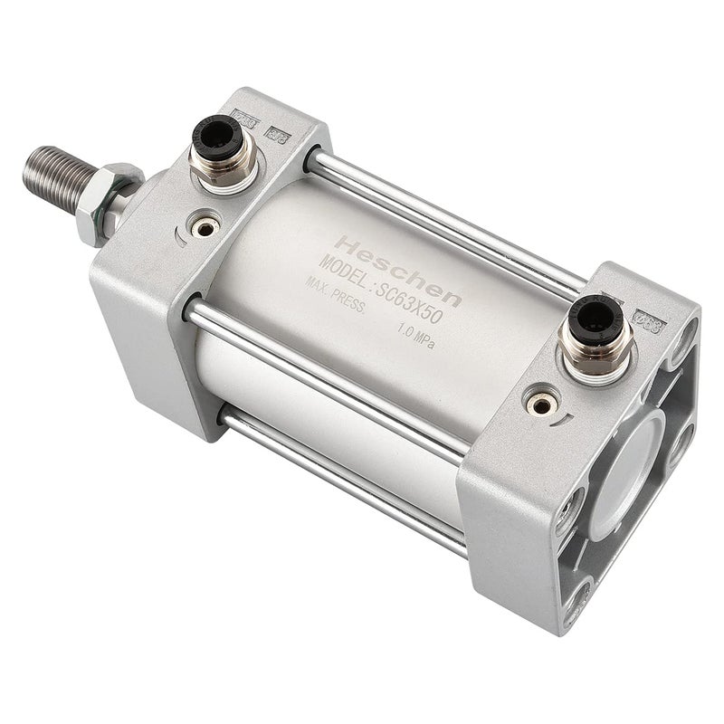 Heschen Pneumatic Standard Air Cylinder, SC 63-50, PT3/8'' Port, 63mm Bore, 50mm Stroke, Screwed Piston Rod Dual Action for Machinery Industry - Image 2