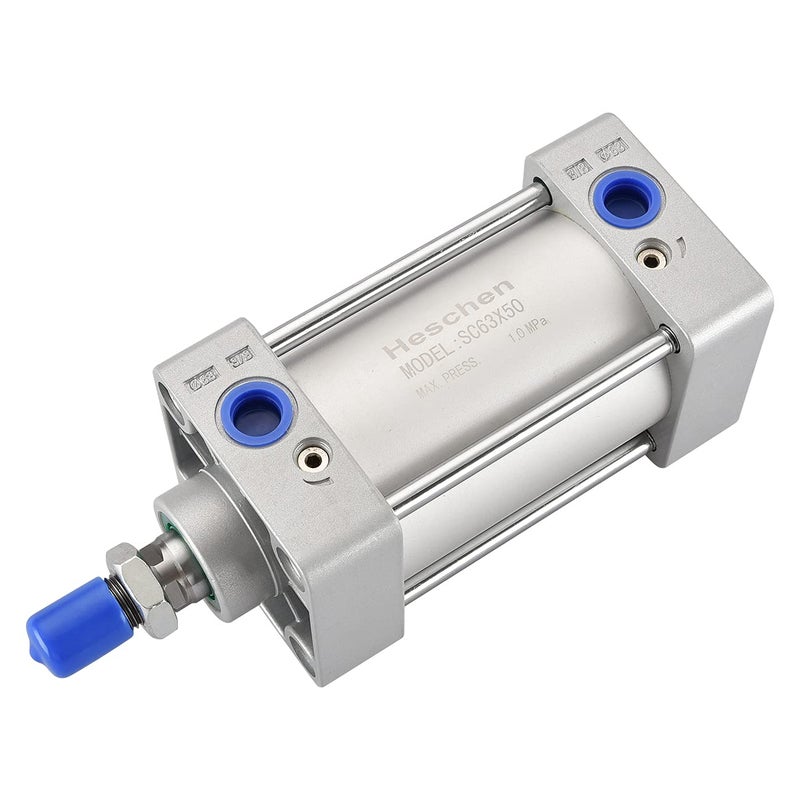 Heschen Pneumatic Standard Air Cylinder, SC 63-50, PT3/8'' Port, 63mm Bore, 50mm Stroke, Screwed Piston Rod Dual Action for Machinery Industry - Image 1