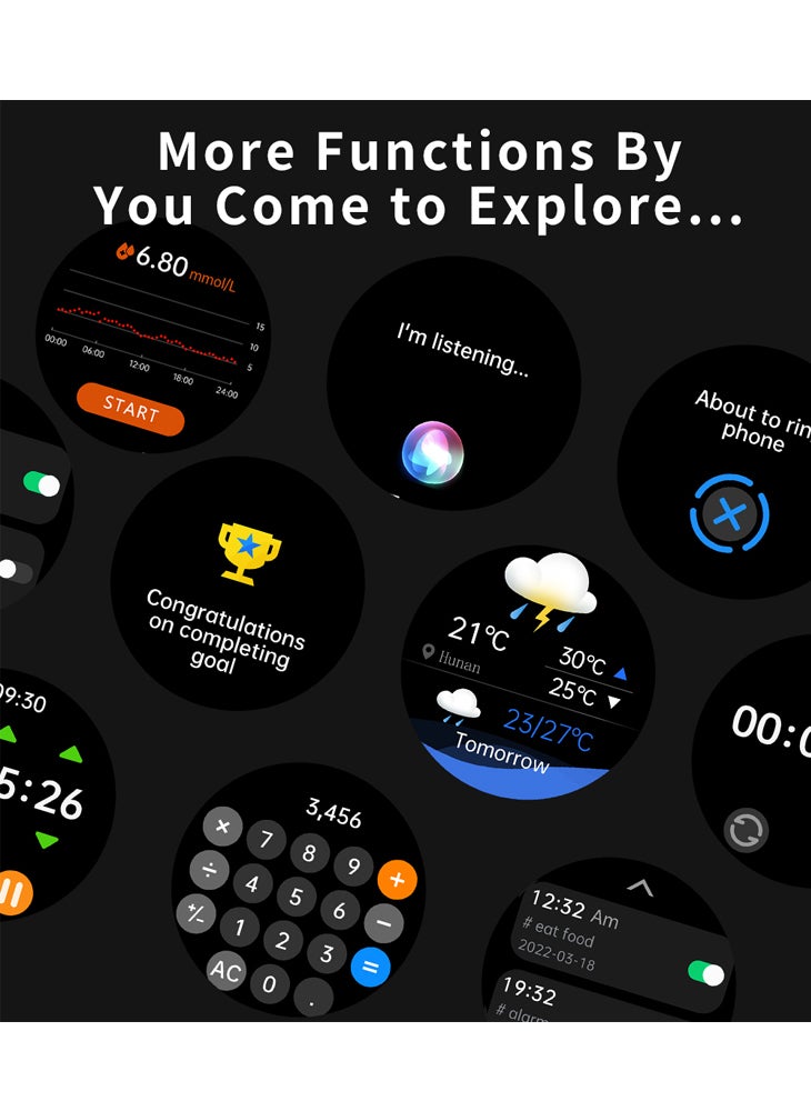 تشوميل ساعة ذكية F22R 1.35 غير جراحية لسكر الدم سيري اتصال صوتي 50 وضعًا رياضيًا متعددًا - Image 4