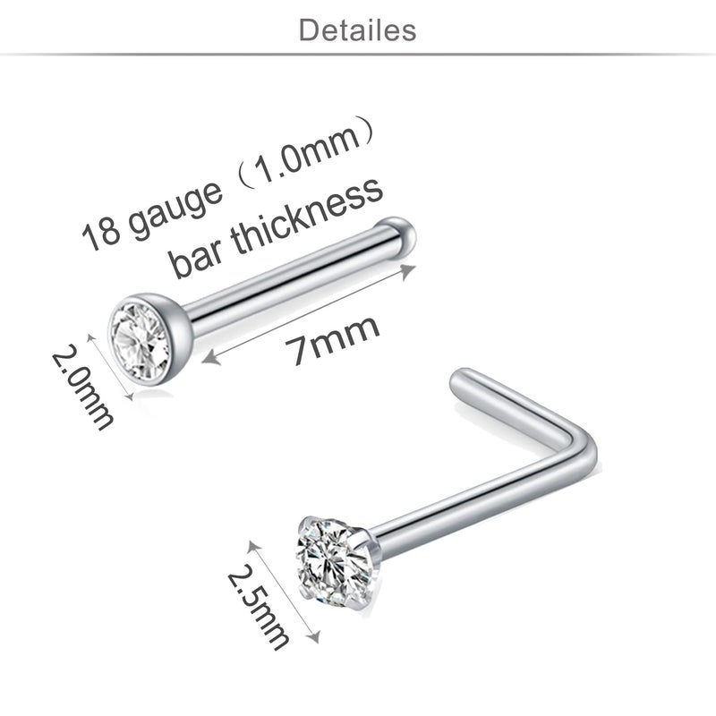 MODRSA Nose Rings Hoops 18g Surgical Steel Piercings Jewelry for Women - Silver 18 Gauge - Image 2