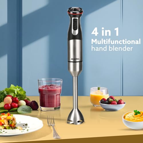 AGARO Grand 1000 Watts Hand Blender with 2 Variable Speed Modes & Speed Regulator, Stainless Steel Blades (Black) - Image 2