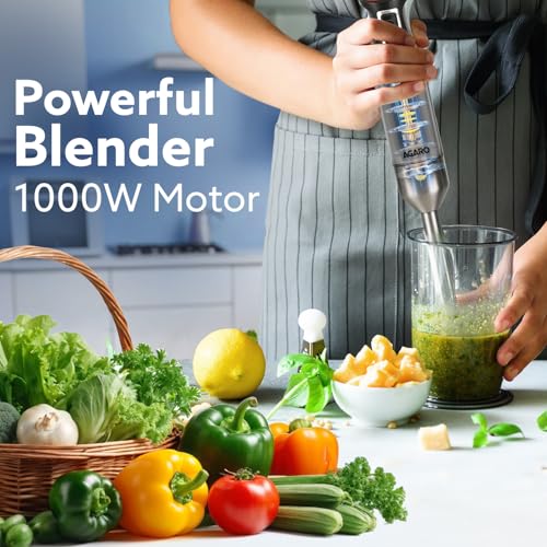 AGARO Grand 1000 Watts Hand Blender with 2 Variable Speed Modes & Speed Regulator, Stainless Steel Blades (Black) - Image 3