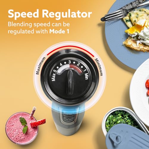 AGARO Grand 1000 Watts Hand Blender with 2 Variable Speed Modes & Speed Regulator, Stainless Steel Blades (Black) - Image 5
