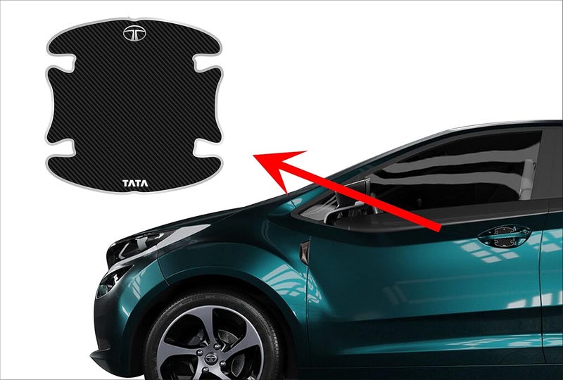 BIG FLAG BFRC 3D Gel Finish Car Door Carbon Fiber Handle Cup Scratch Guard Sticker Universal for Specific Brand (Pack of 2) (MRDRCFVAR) (ALTROZ_Punch_TATA) - Image 2