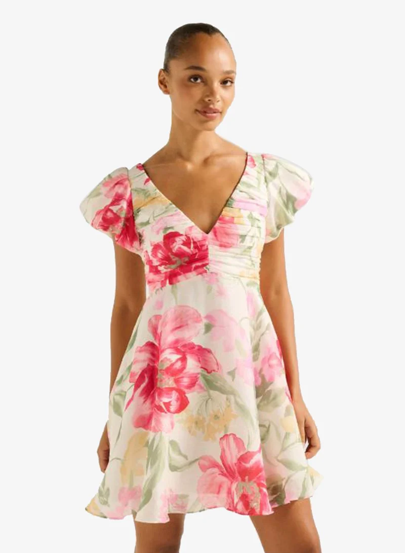 forever new June Ruched V Neck Mini Dress