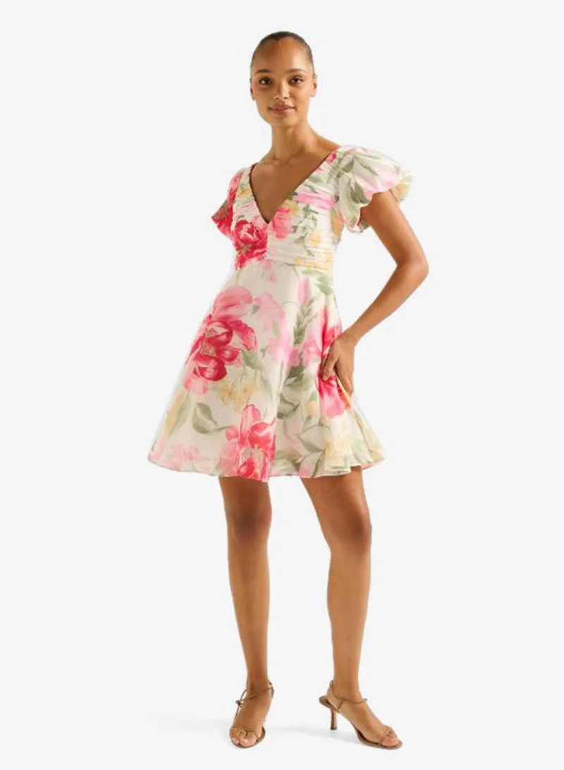 forever new June Ruched V Neck Mini Dress
