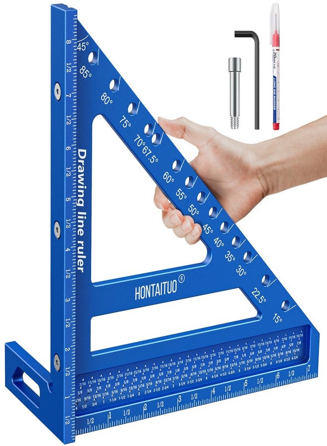 HONTAITUO 8.5 Inch Large Carpenter Square - Multi-Angle Measuring and Marking & Creating Spacing Marks,15-90 Degrees Angle Marking Square,Marking Gauge - Image 1