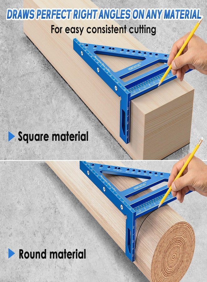 HONTAITUO 8.5 Inch Large Carpenter Square - Multi-Angle Measuring and Marking & Creating Spacing Marks,15-90 Degrees Angle Marking Square,Marking Gauge - Image 5