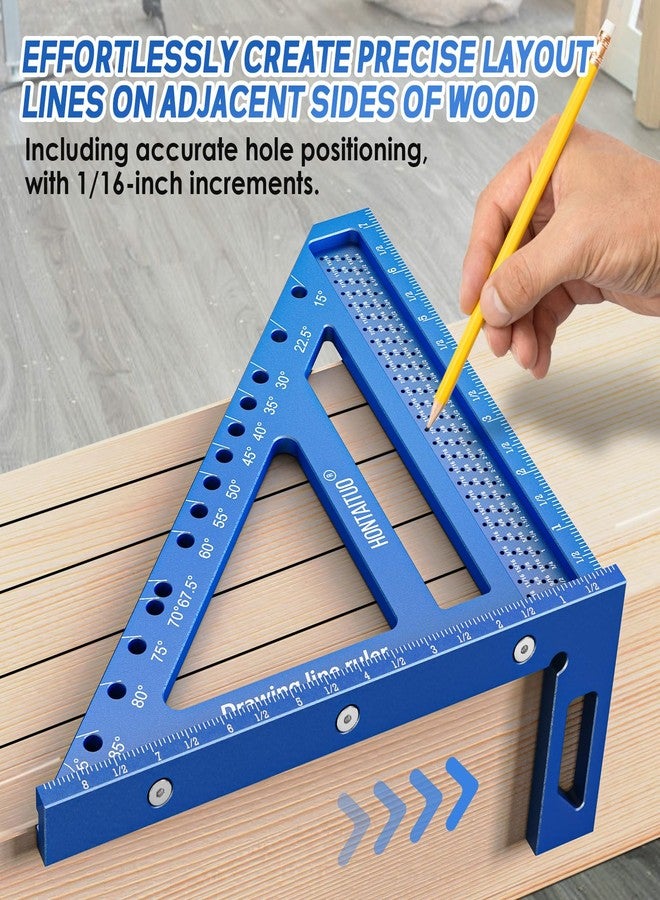 HONTAITUO 8.5 Inch Large Carpenter Square - Multi-Angle Measuring and Marking & Creating Spacing Marks,15-90 Degrees Angle Marking Square,Marking Gauge - Image 4