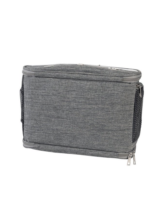 Small Bird Travel Cage Carrier, Portable Parrot Parakeet Carrier with Standing Perch and Tray, Budgies Carry Transport Bag with Clear Side Window for Vet Visit and Outdoor, Grey, NB107 - Image 4