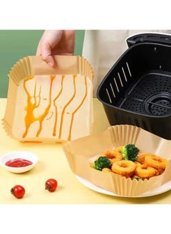 A packet of 100 pieces of square air fryer paper large size 20 cm