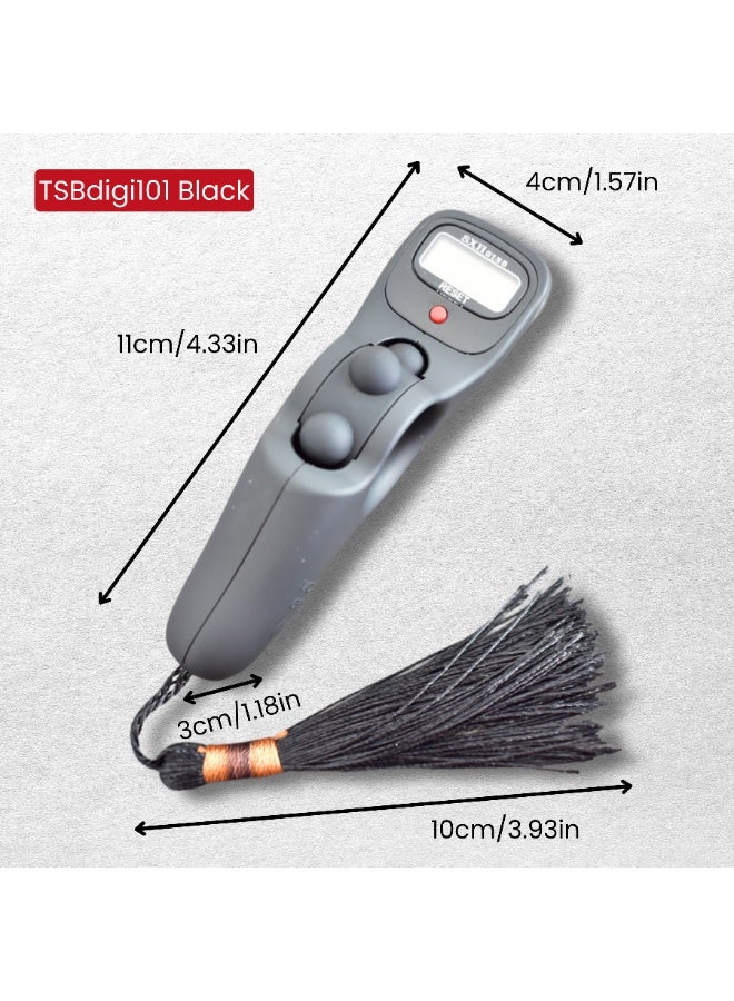 2 قطعة من جهاز التسبيح الرقمي المحمول باللون الأسود والبني بشاشة عرض LCD 11 × 4 × 3 سم، شرابة، وظيفة التمرير، عداد الأصابع للصلاة والصالة الرياضية والأحداث الرياضية - Image 4