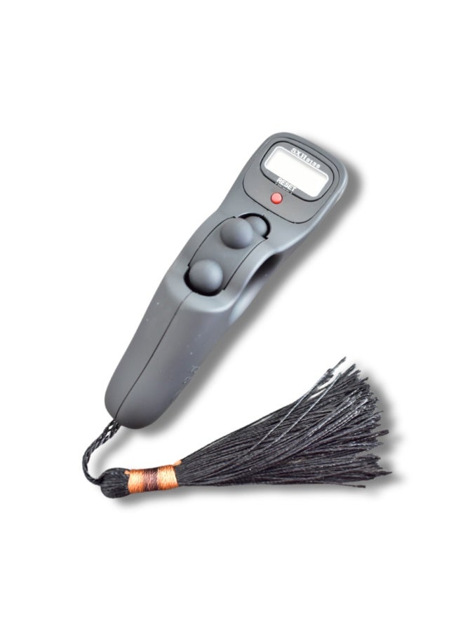 2 قطعة من جهاز التسبيح الرقمي المحمول باللون الأسود والبني بشاشة عرض LCD 11 × 4 × 3 سم، شرابة، وظيفة التمرير، عداد الأصابع للصلاة والصالة الرياضية والأحداث الرياضية - Image 3