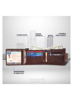 HAMMONDS FLYCATCHER HAMMONDS FLYCATCHER Genuine Leather Wallet for Men, RFID Protected Leather Purse for Men, Money Purse for Men, Bi-Fold Wallet, 7 Card Slots, Zipper Coin Pocket, Metal Snap Button - Croc Brown  - Image 2